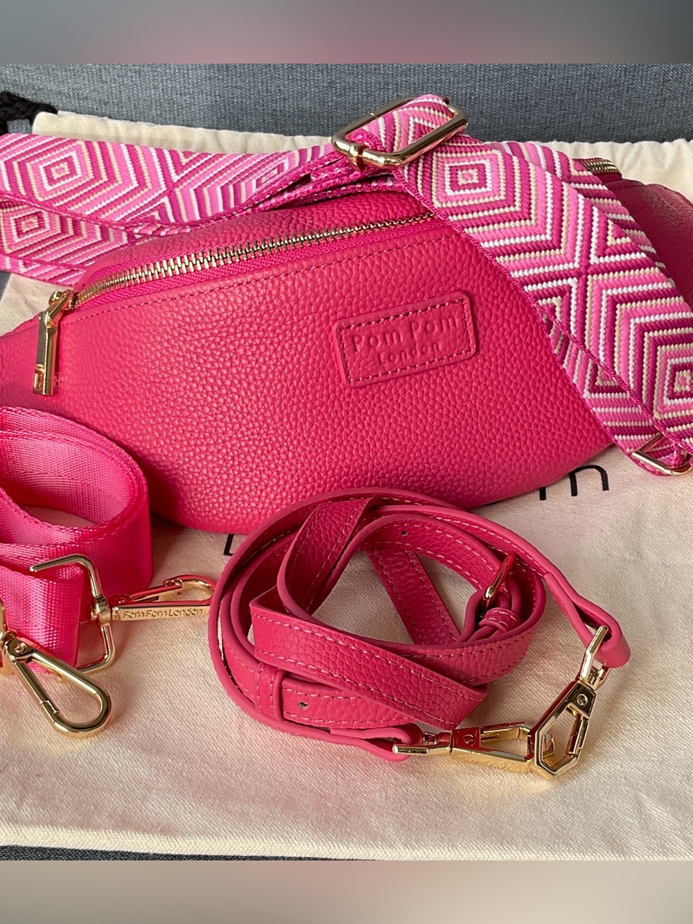 Pom Pom London Leather Crossbody & Strap Set